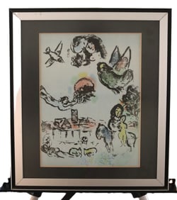 Marc Chagall, 1963, Nocturne in Venice, Surrealist Drawing, Lithograph