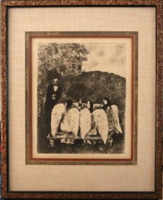 Marc Chagall, 1956, Abraham and the Three Angels Etching Print, Original