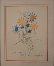 Pablo Picasso, 1958, Bouquet of Peace Lithograph, Printed Signature
