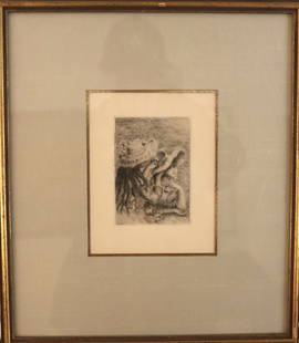 Pierre-Auguste Renoir, Black & White Etching, Figurative, Signed: Artist: Pierre-Auguste Renoir Description: Pierre-Auguste Renoir, Black & White E