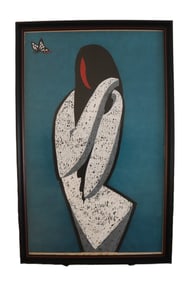 Makao, 1961, Abstract Figurative Serigraph, Blue and Black, Limited Edition 21/30, Signed