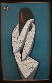 Makao, 1961, Abstract Figurative Serigraph, Blue and Black, Limited Edition 21/30, Signed