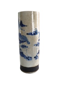 Asian Landscape Ceramic Vase, Ceramic Art