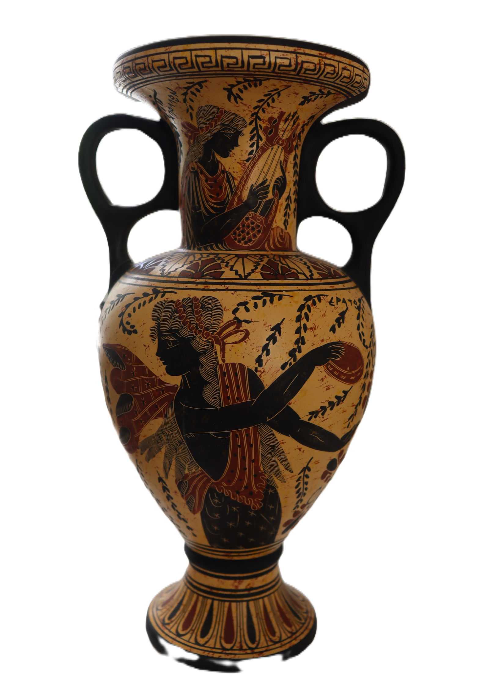 Ancient Greek Style Amphora Vase, Pottery: Artist: Unknown Artist Description: Ancient Greek Style Amphora Vase, Pottery. T