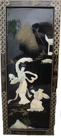 Black Lacquer Mother of Pearl Wall Panels, Decorative Art