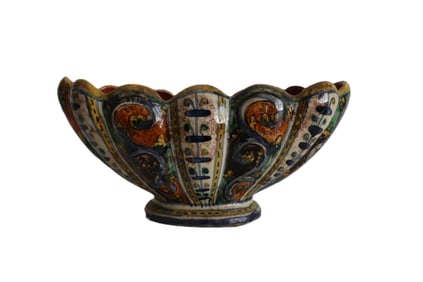 St. Zeno, Italian Majolica Pottery Centerpiece Bowl, Art Pottery, Original, Signed