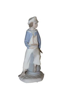 Lladro, Boy with Sailboat, Porcelain Figurine, Signed: Artist: Lladro Description: Lladro, Boy with Sailboat, Porcelain Figurine, Signed