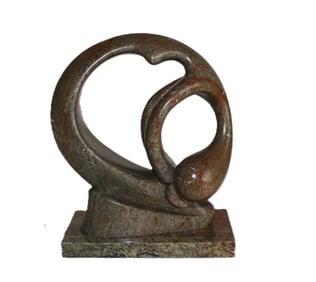 Abstract Stone Sculpture, Intertwined Forms, Signed