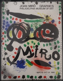 Joan Miró, 1966, Printed Signature, Philadelphia Museum Graphics, Lithograph Poster, Spanish