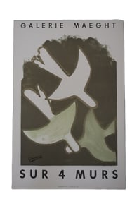 Georges Braque, 1951, Sur 4 Murs, Abstract Birds Lithograph, Poster, Printed Signature