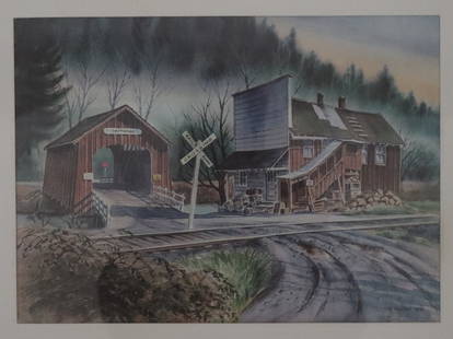Mel Vincent, 1974, Signed, Oregon Series One Print Thirteen Chitwood, Lithograph, American Regionali: Artist: Mel Vincent Description: Mel Vincent, 1974, Signed, Oregon Series One Pri