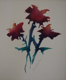 Andrea Ladish Behm, c. 1980s, Signed, Abstract Floral Composition, Serigraph, American Contemporary,