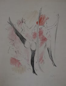 Marcel Vertès, c. 1940s, Signed, Dancers in Red, Lithograph, 172/250, French Art Deco