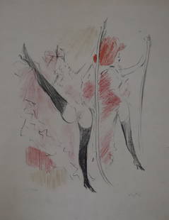 Marcel Vertès, c. 1940s, Signed, Dancers in Red, Lithograph, 172/250, French Art Deco: Artist: Marcel Vertès Description: Marcel Vertès, c. 1940s, Signed, Dancers in Re