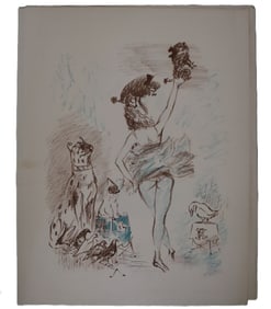 Marcel Vertès, Circus Performer Animals Lithograph, Hand Signed, French
