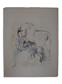 Marcel Vertès, Limited Edition Lithograph, Woman with Horses, Hand Signed, Figurative Equestrian