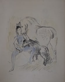 Marcel Vertès, Signed, Person with Horses, Lithograph, 190/250, Modern Expressionist Art