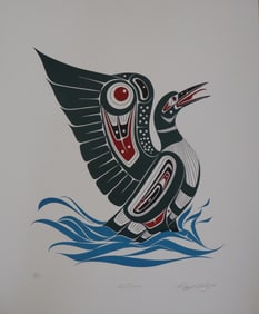 Richard Shorty, 1991, Signed, Loon Dance, Canadian, Northern Tutchone Contemporary, Serigraph