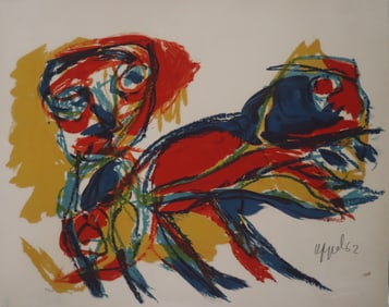 Karel Appel, 1962, Signed, Untitled Abstract Composition, Dutch, CoBrA Expressionist, Lithograph