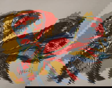 Karel Appel, 1962, Signed, Untitled Abstract Composition, Dutch, CoBrA Expressionist, Lithograph: Artist: Karel Appel Description: Karel Appel, 1962, Signed, Untitled Abstract Com
