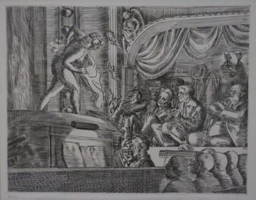 Reginald Marsh, 1938, Signed, People's Follies, American, Realist Modern, Etching, Edition 80/100