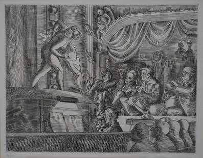 Reginald Marsh, 1938, Signed, People's Follies, American, Realist Modern, Etching, Edition 80/100: Artist: Reginald Marsh Description: Reginald Marsh, 1938, Signed, People's Follie