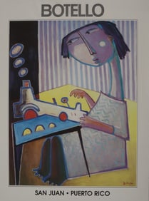 Ángel Botello, Printed Signature, San Juan Puerto Rico Exhibition Poster, Spanish