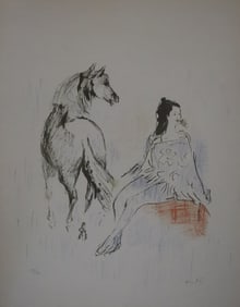 Woman and Horse, Limited Edition 154/250, Figurative Mixed Media Print, Paper Ink