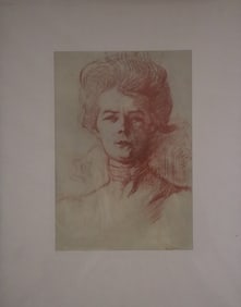 Pierre Auguste Renoir, Woman in Red Chalk, Drawing, Original, Signed