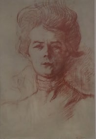 Hans Rose, Mid 20th Century, Signed, Portrait of a Woman, German, Original Drawing, Sanguine Paper