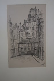 Narrow City Street, Drawing, Original, Signed