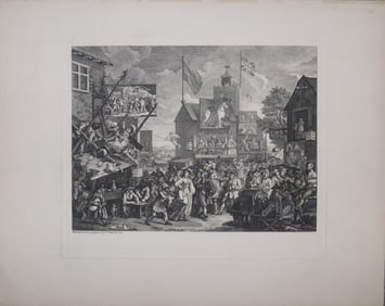 William Hogarth, Southwark Fair, Engraving, Original, Signed