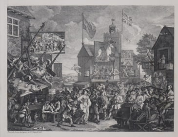 William Hogarth, Southwark Fair, Engraving, Signed
