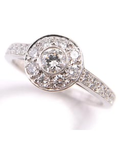Tiffany & Co. Platinum Diamond Halo Ring, Signed, with Original Box