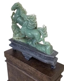 20th Century, Jadeite Galloping Horses, Figural Sculpture, Original