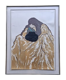 c. 1985, Signed, Small Bowl, Lithograph, L.E. 1/40, American Southwest, Abstract, Paper, Collectible