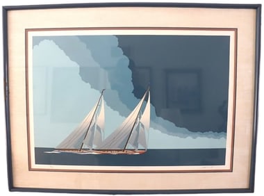 c. 1983, Signed, Sailboat Marine, Print, L.E. 10/300, American Marine, Contemporary, Paper