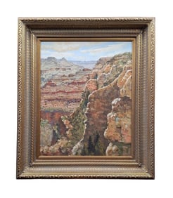 H. Jacob, Grand Canyon View, Oil on Board, American Western Impressionist