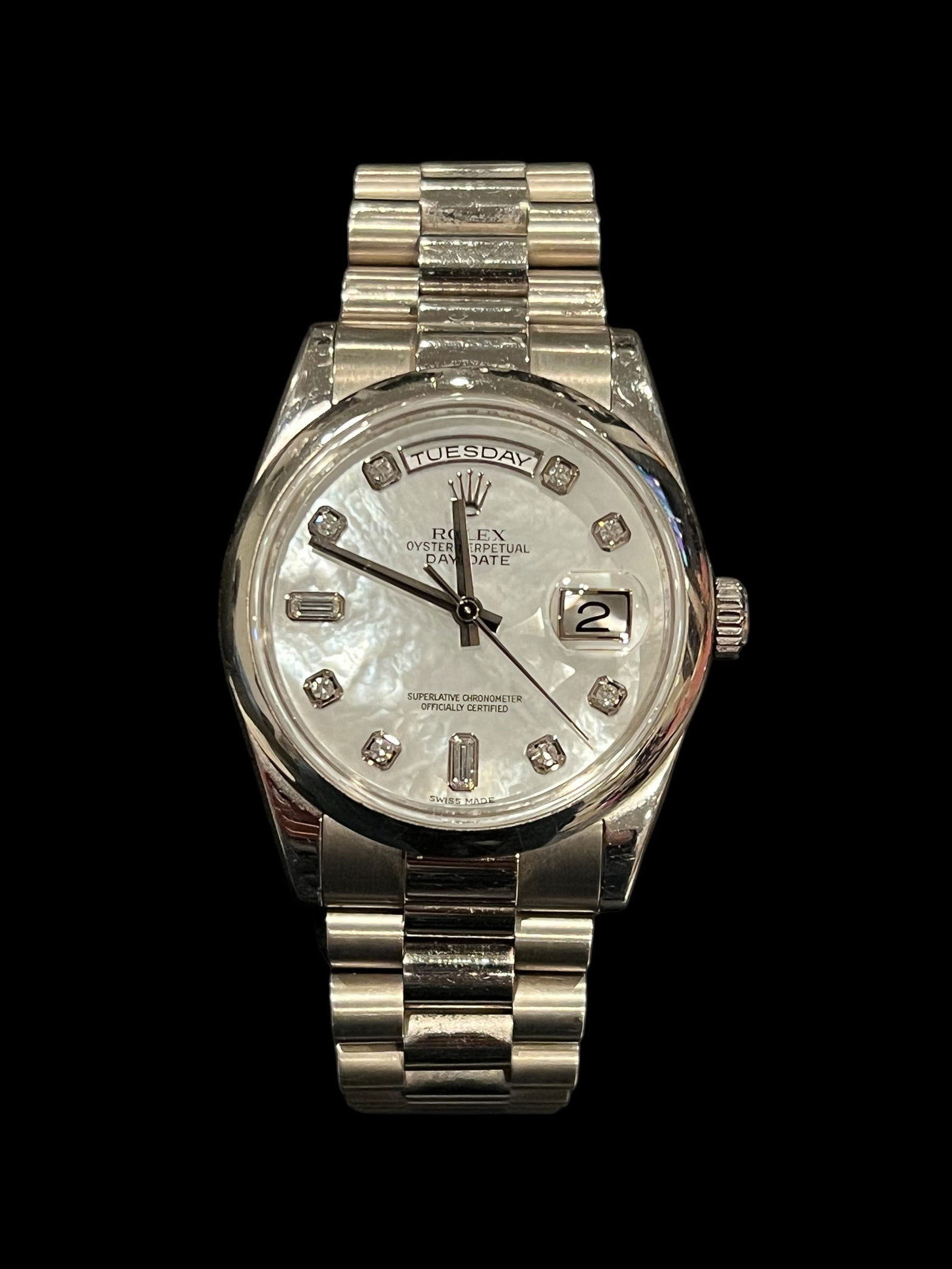 Rolex Day-Date 36 /18K white gold,factory diamond dial, Mother of Pearl,118209 (1 of 7)