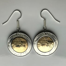 Italian Lire 500 Coin earrings,14k gold filled.
