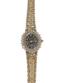 14k Gold watch - Geneve 14k yellow gold /diamond bracelet watch