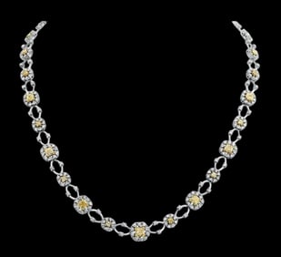 18kt White and Yellow Gold Love Necklace JB Diamonds Newport Bch,CA