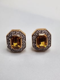 18KT Yellow Gold Lady's Diamond and Yellow Sapphire in Bezel Setting