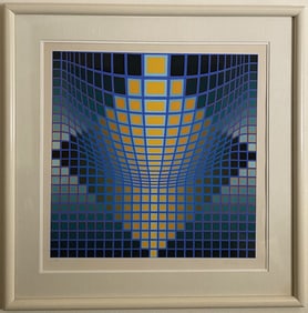 Victor Vasarely - Untitled III (Grid) - Signed Lithograph