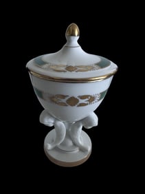 Herend Hungary D'Or Green small lidded vase trinket box - Handpainted Porcelain Signed 6081-0-15/ORV