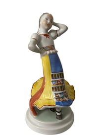 Herend Hungary Folk Dancer Girl - Handpainted Porcelain Signed 5468