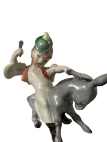 Herend Hungary Little Child on a Donkey - Handpainted Porcelain Signed 05848
