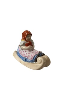 Herend Hungary Sledging Girl - Handpainted Porcelain Signed 5528