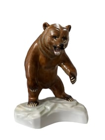 Herend Hungary Bear Natural - Kingdom Classic, 2003 Handpainted Porcelain Signed MCD15686