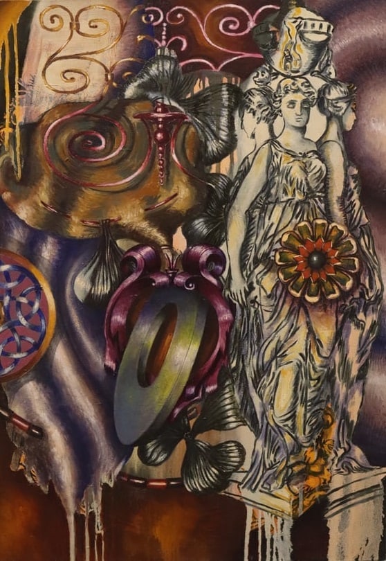 Michael Mogavero - Broken Bough - Oil on Canvas: Artist: Michael Michael Mogavero Title: Broken Bough Year: 1997 Medium: Oil on Canvas Dimensions: 34 x 24 x 1 in Description: Presenting Broken Bough, a 1997 original oil painting by esteemed American